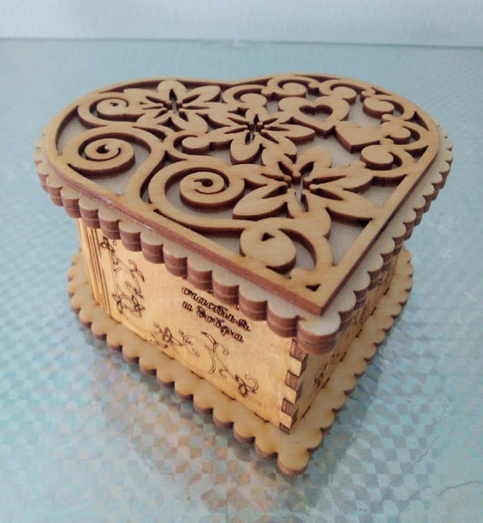 Wooden Heart Shape Jewelry Box