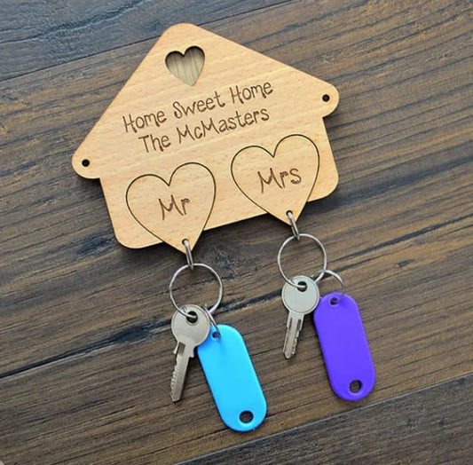 Wooden Mr/Mrs Key Holder