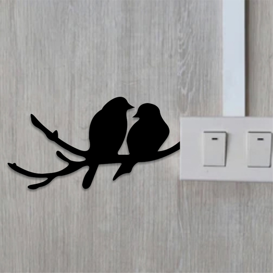 Wooden Pair of Sparrows Switch Board Wall Sticker