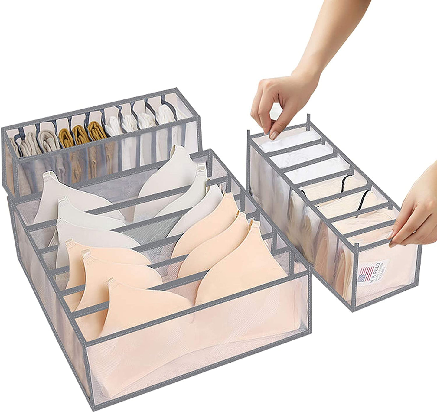 Under Garments Organizer Set - 3 Pcs (Grey)