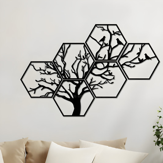 Wooden Tree of Life Wall Art Decoration (6Pc Set)