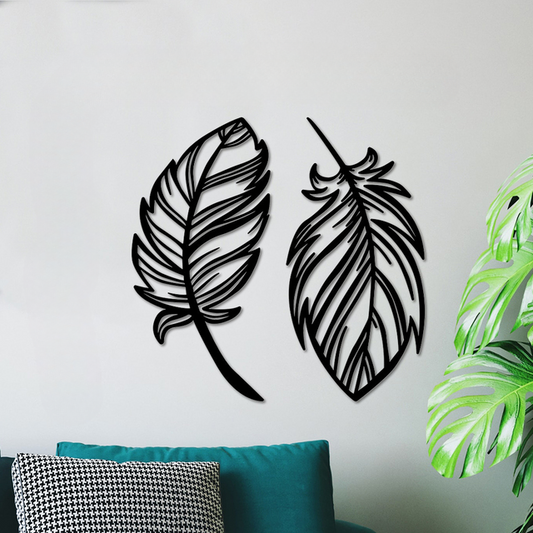 Wooden Leafs Wall Arts Decoration (2pc Set)