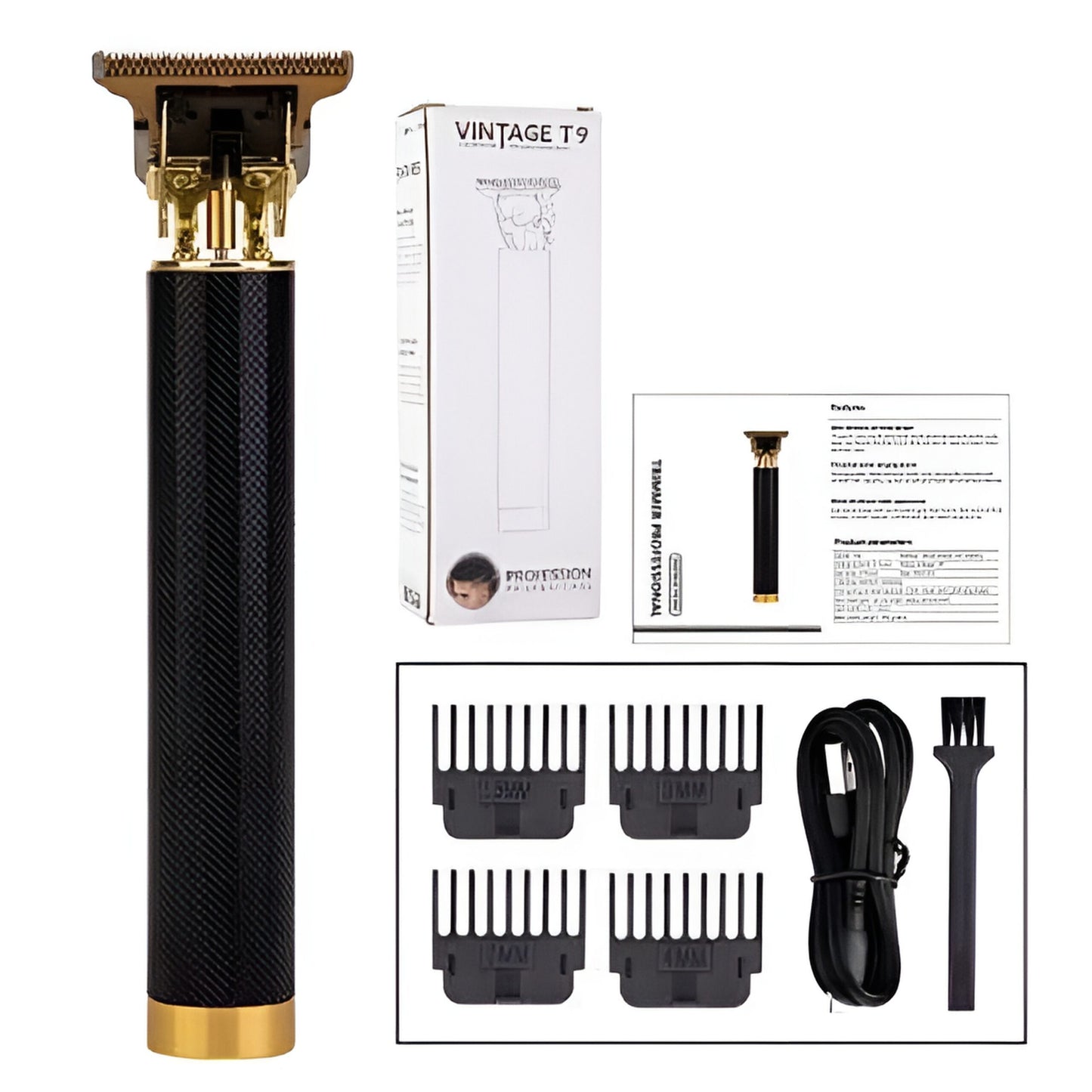 ( T9 Metal Trimmer) Professional T9 Vintage Trimmer For Men (rechargeable) golden color