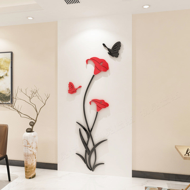 Wooden 3D Butterfly Flower Wall Stickers