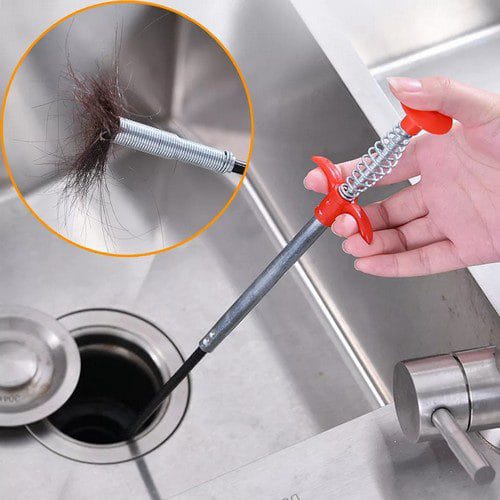 Stainless Steel Hair Catching Drain Cleaner Wire Spring Sink Cleaning Stick