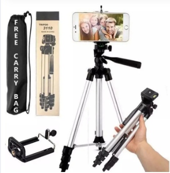 Universal Tripod Stand for Mobile Phones and Cameras with Mobile Phone Holder, 3.5 Feet Adjustable and Portable best for DSLR Live Stream, and Vlogging Model 3110 with Box