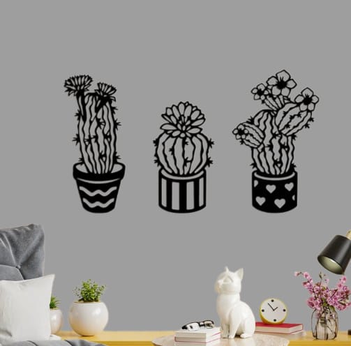 Wooden Cactus Wall Arts Decoration (3pc Set)