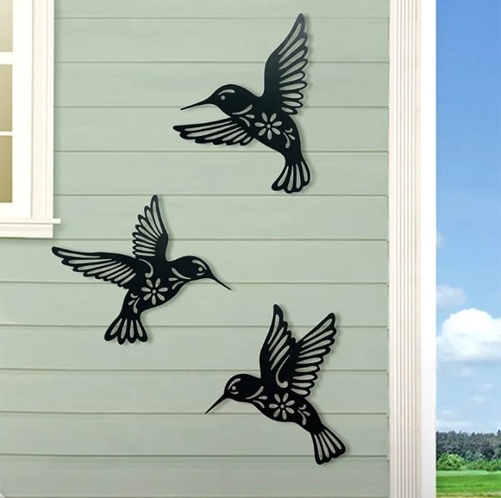 Wooden Hummingbirds Wall Sticker (3Pc Set)