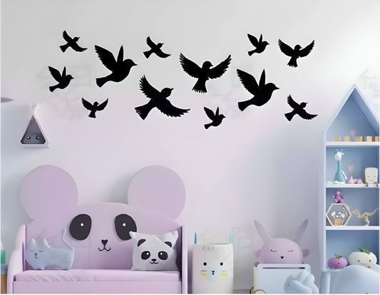 Wooden Birds Wall Stickers (12 Birds Set)