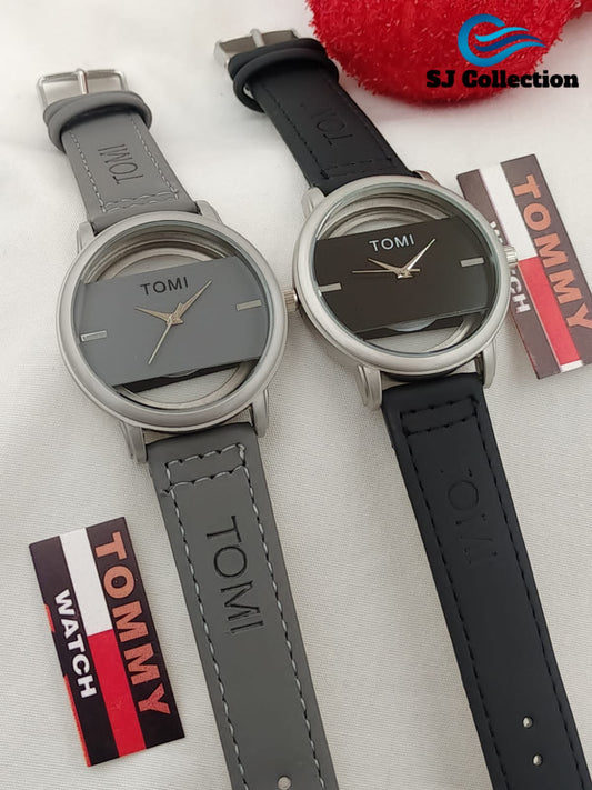 Tomi Watch Leather Strap With Normal Box (random color)