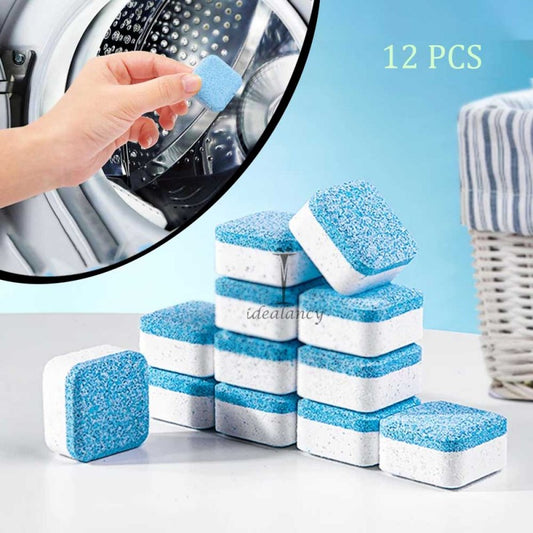 Washing Machine Cleaner Descaler 12 Packs- Washer Machine Cleaner Tablets- For Front Load, Top Load or HE Washer Cleaner- Deep Cleaning Tablets and Deodorant for All Washing Machines