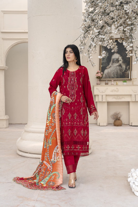 ZARMEEN &amp; EMAAN® Boring Viscose Embroidery  Unstitched l 3 PIECES