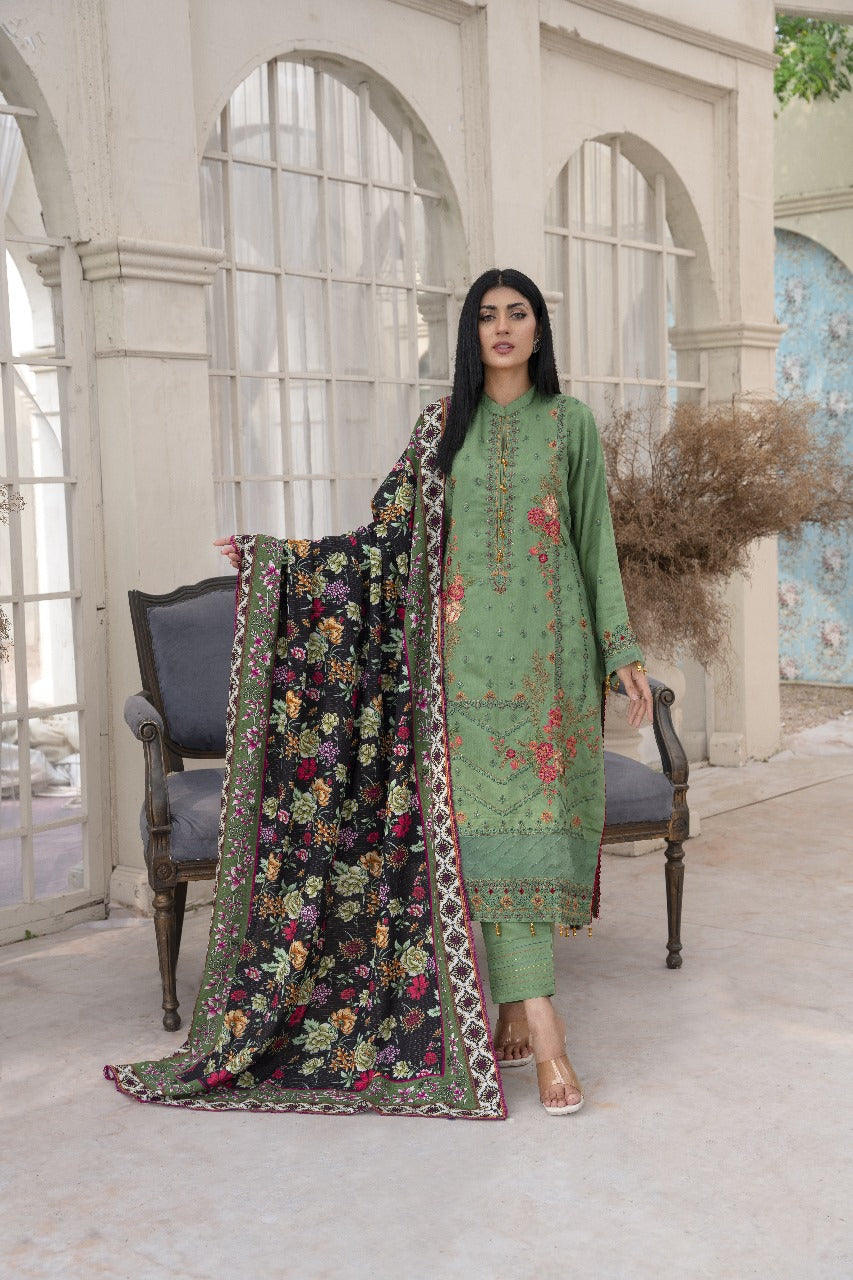 ZARMEEN &amp; EMAAN® Boring Viscose Embroidery  Unstitched l 3 PIECES