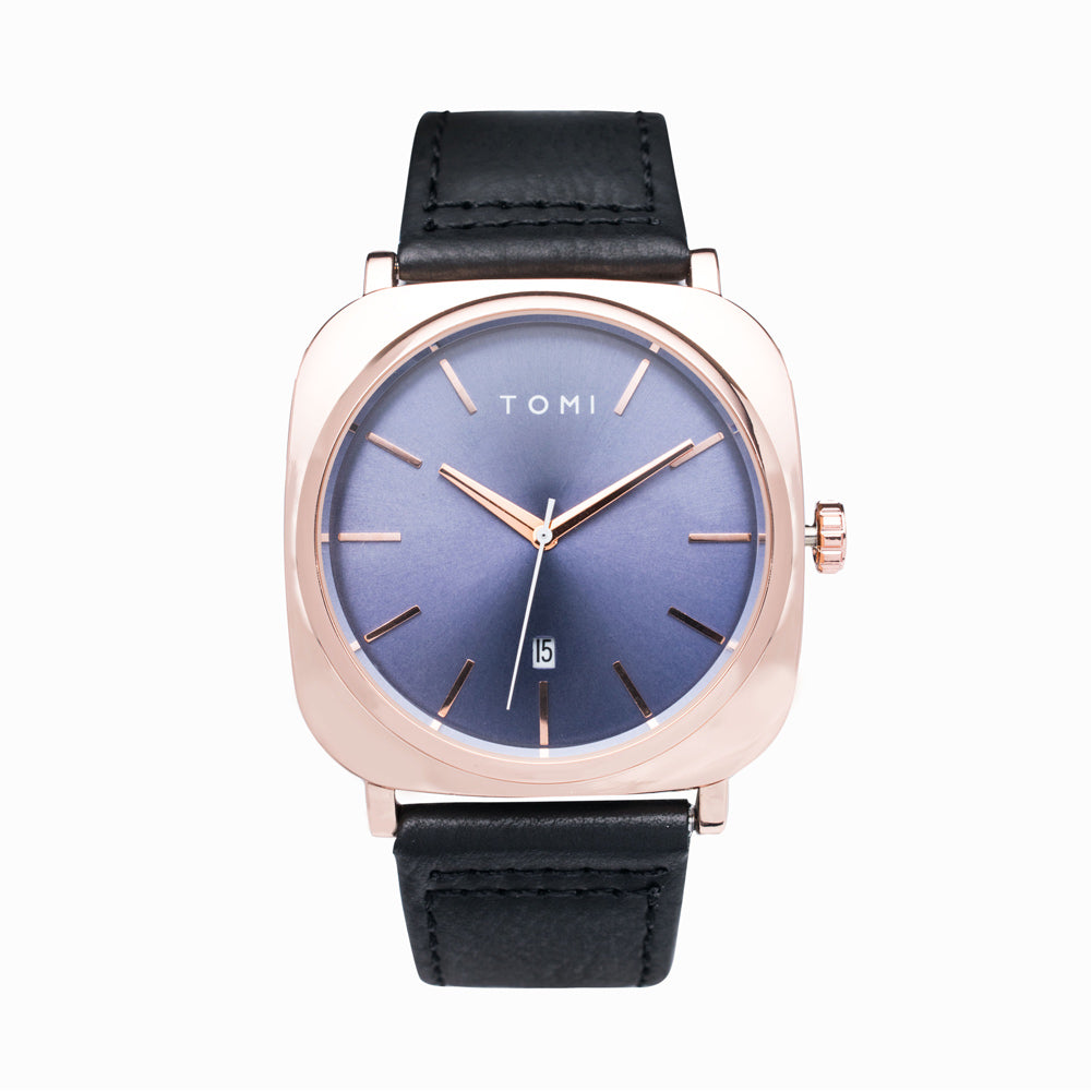 TOMI T-084 Men's Watch Date Quartz Leather Strap