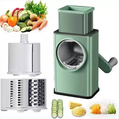 Vegetable Cutter Multifunctional Manual Rotary Cheese Grater Shredder - Wider Hopper Round Mandolin Drum Slicer Cutter for Kitchen