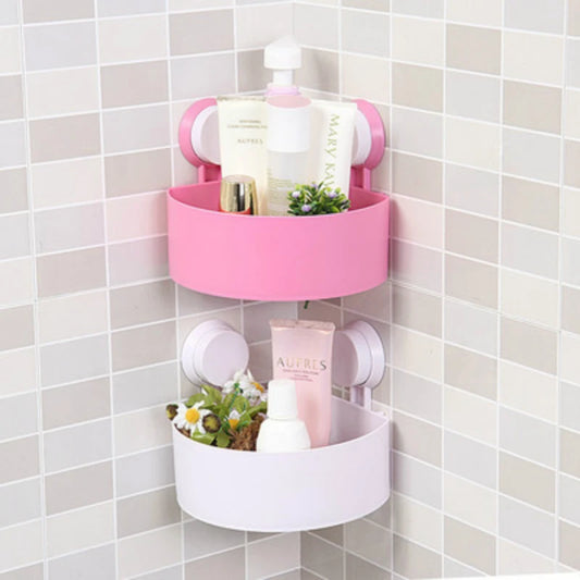 Wall Mount Triangle Shape Unbreakable Plastic Corner Shelf Basket Shower Caddy Rack Storage Shelves Shampoo Holder for Bathroom Kitchen (Random Color) - Each