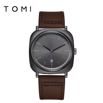 TOMI T-084 Men's Watch Date Quartz Leather Strap