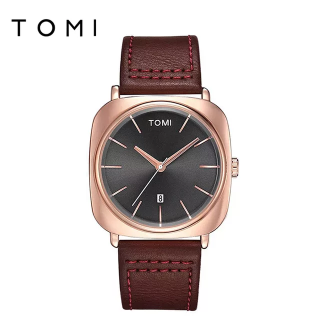 TOMI T-084 Men's Watch Date Quartz Leather Strap