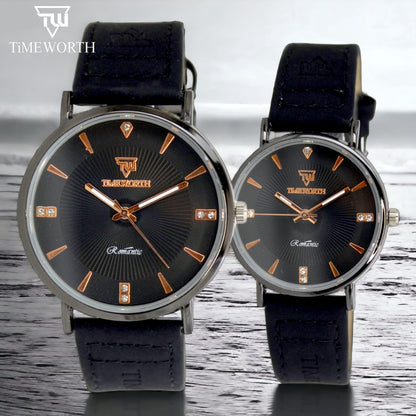 Timeworth Round Dial Stylish Pair Watch