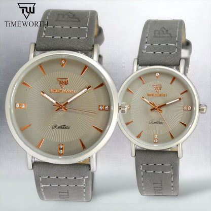 Timeworth Round Dial Stylish Pair Watch