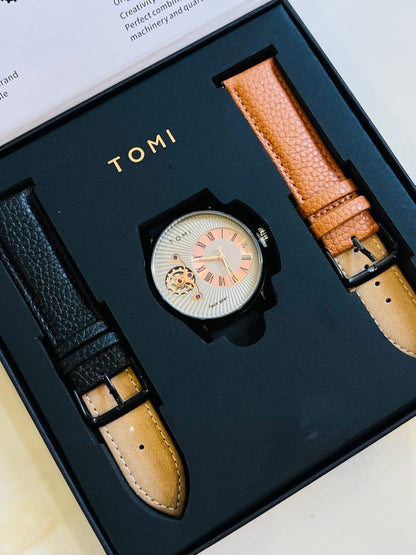 TOMI Face Gear Dual Strap Luxury Business Watch (TOMI-104)