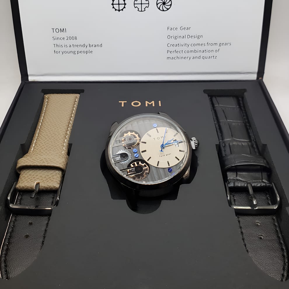 TOMI Face Gear Dual Strap Luxury Business Watch (TOMI-106)