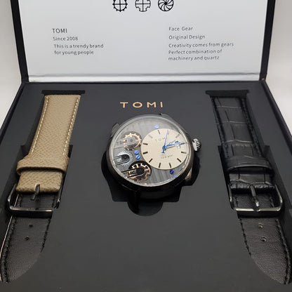 TOMI Face Gear Dual Strap Luxury Business Watch (TOMI-106)