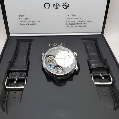 TOMI Face Gear Dual Strap Luxury Business Watch (TOMI-106)