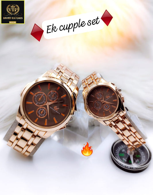 Steel Chain Couple Watches Set for Couples